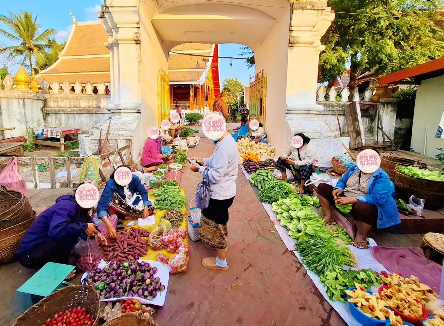 ラオスの世界遺産都市ルアンパバーンで毎朝開かれている朝市を訪れた際に撮った写真