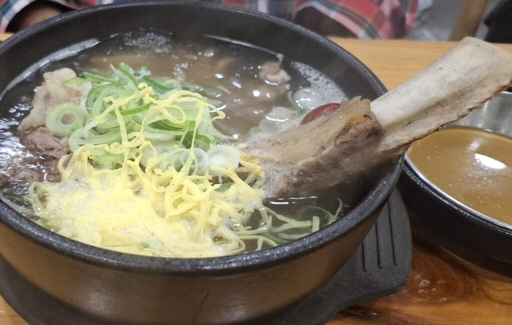 筆者がソウル東大門エリアで訪れた「東大門本家大釜ソルロンタン」で、カルビタンをアップで撮った写真