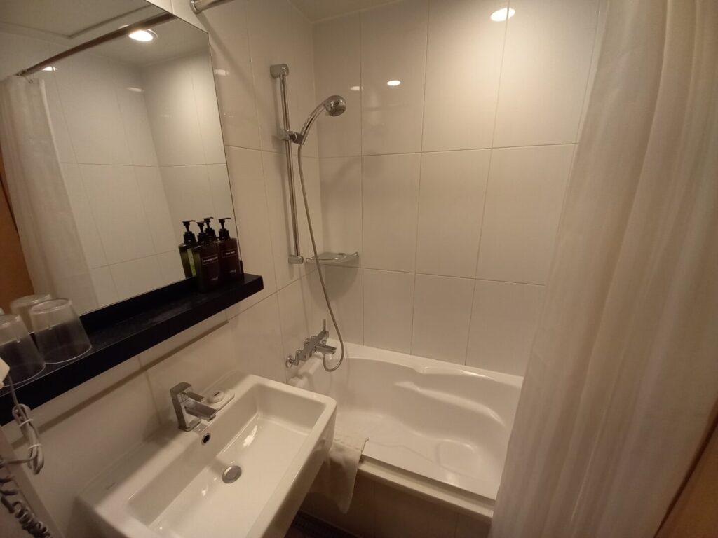 筆者がソウルの鍾路で宿泊したHotel Venue G のバスルームの様子を撮った写真