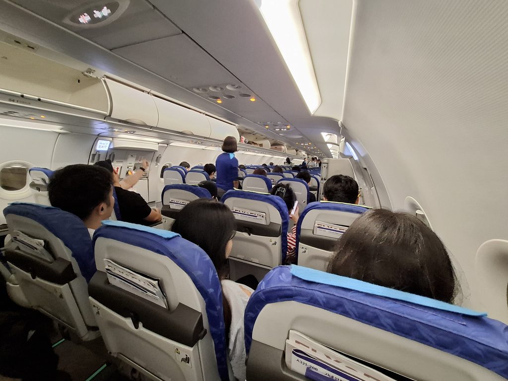 筆者が2026年のシルバーウィークに搭乗したエアプサンの航空機内の様子を撮った写真